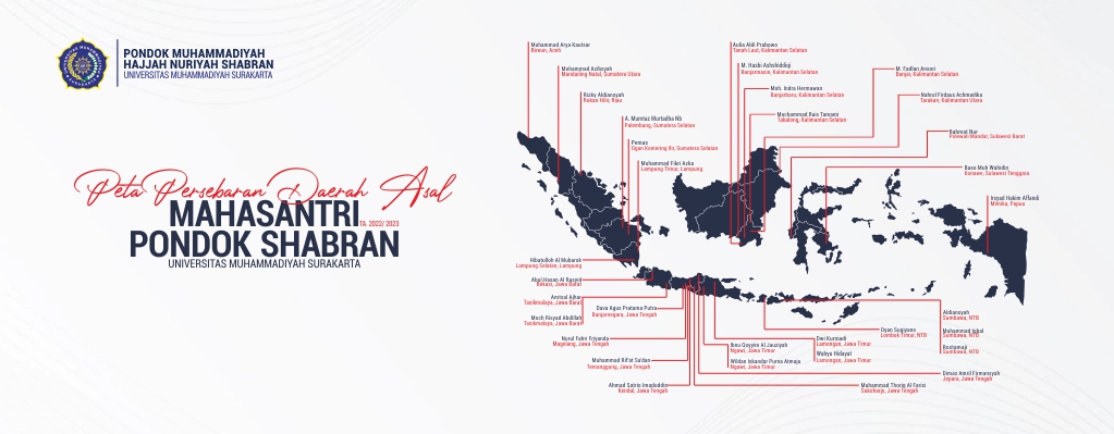 Peta Daerah Asal Mahasantri Pondok Shabran UMS 2022 2023