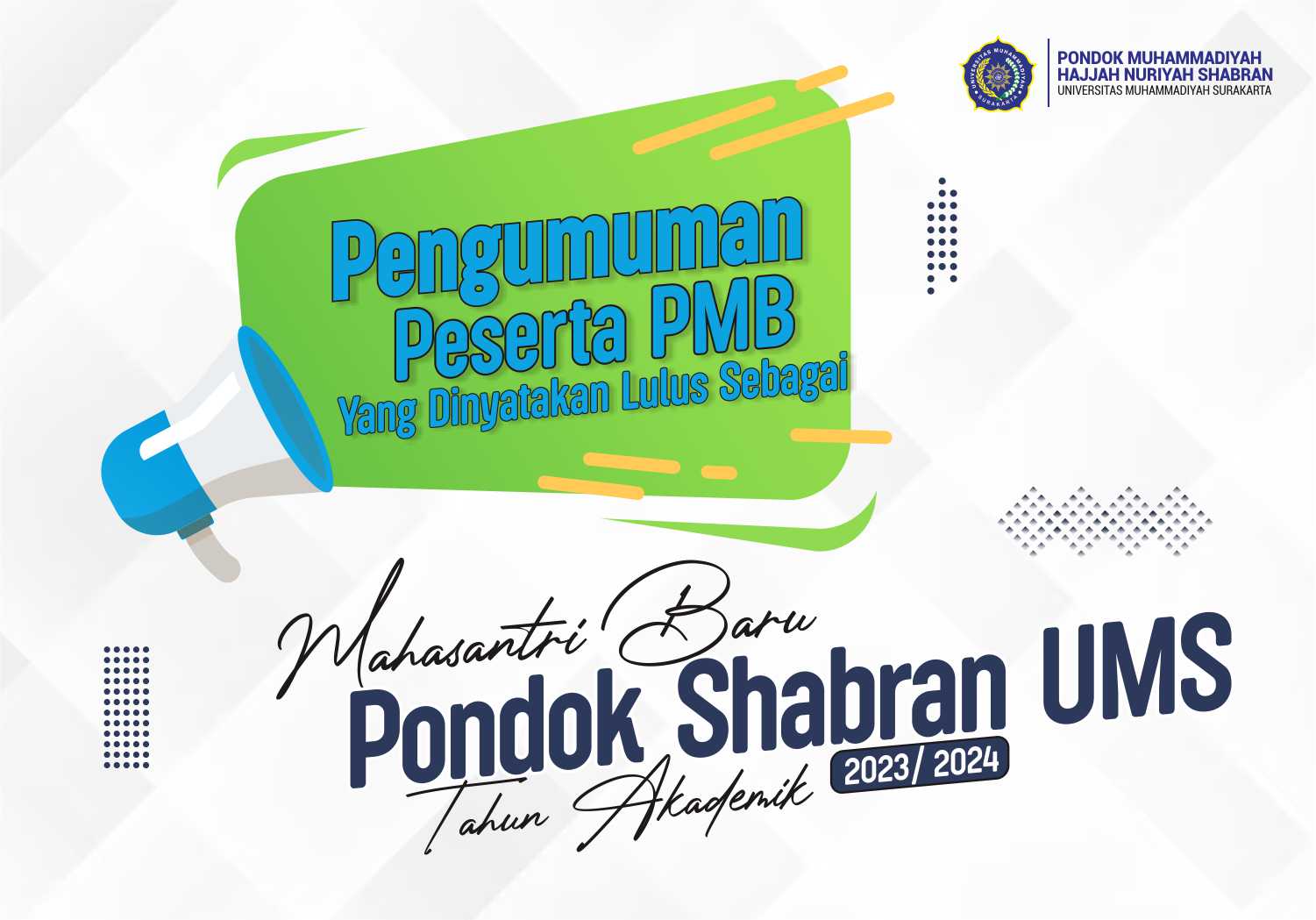 Pengumuman Seleksi PMB Shabran 2023