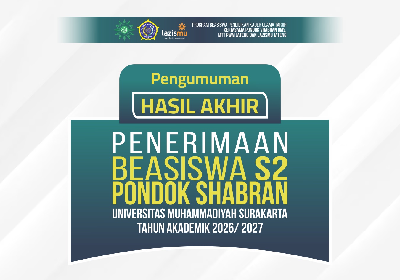 Pengumuman Hasil Akhir PMB S2 Pondok Shabran UMS 2026 2027 website